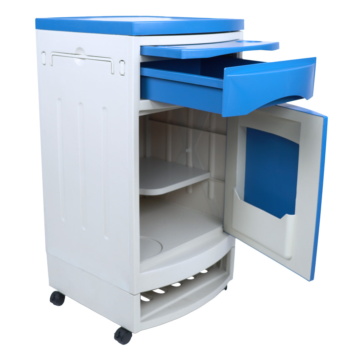 Buro Medico Clinico Hospitalario Gabinete P/ Cama  Con y Sin Ruedas Acabado Mate Color Azul