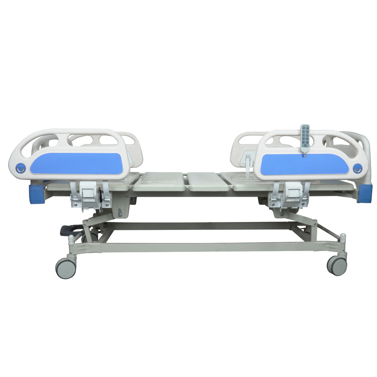 Cama de Hospital Eléctrica de Lujo 5 Posiciones | Hospitalaria de 5 Funciones, Altura Ajustable, Control de Posiciones, Porta suero, Ruedas Giratorias con Sistema de Bloqueo Seguro