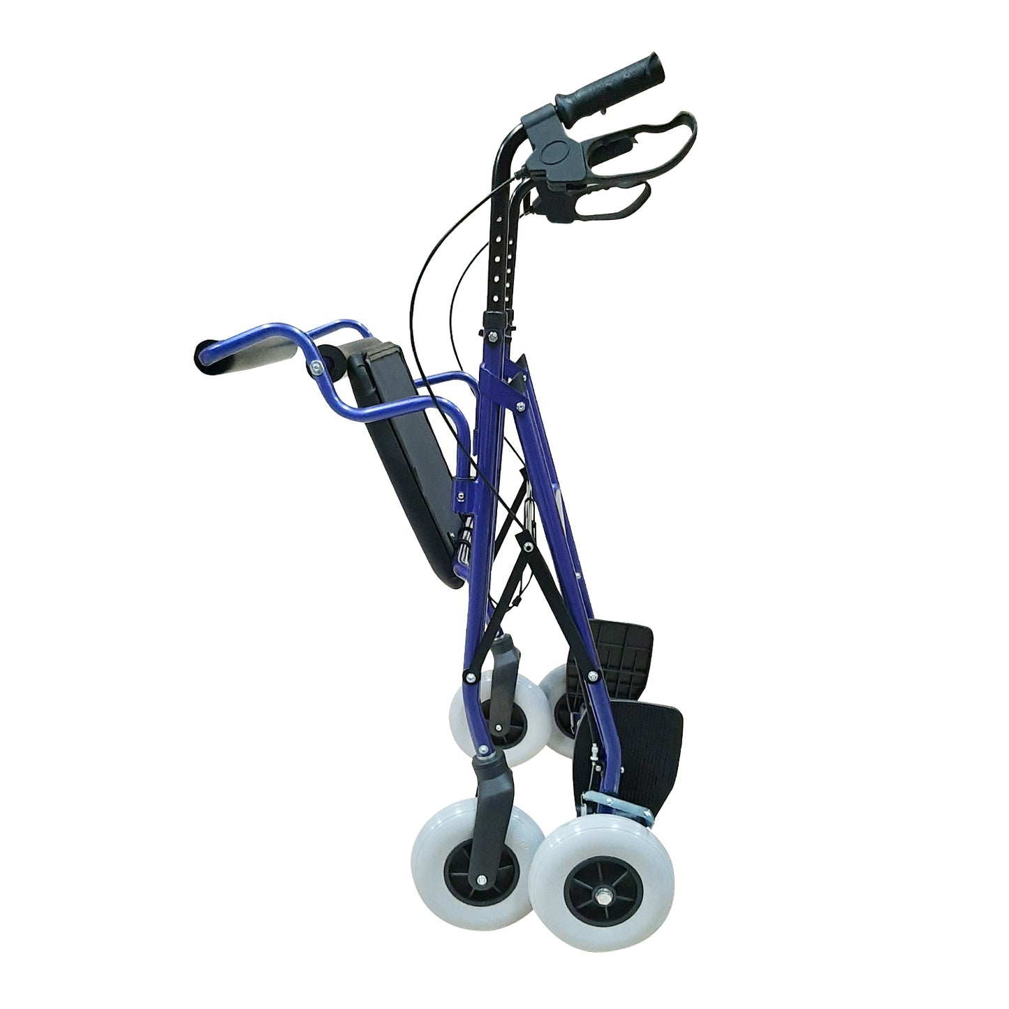 Andadera Rollator Hibrida De Aluminio Con Canastilla Plegable Altura Ajustable