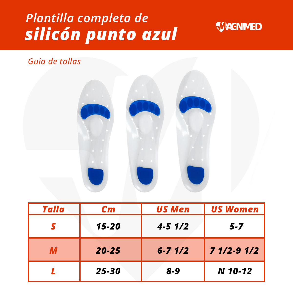 Plantilla Ortopédica de Silicón de Punto Azul | Transpirable, Flexible, Unisex (Varias Tallas Disponibles)