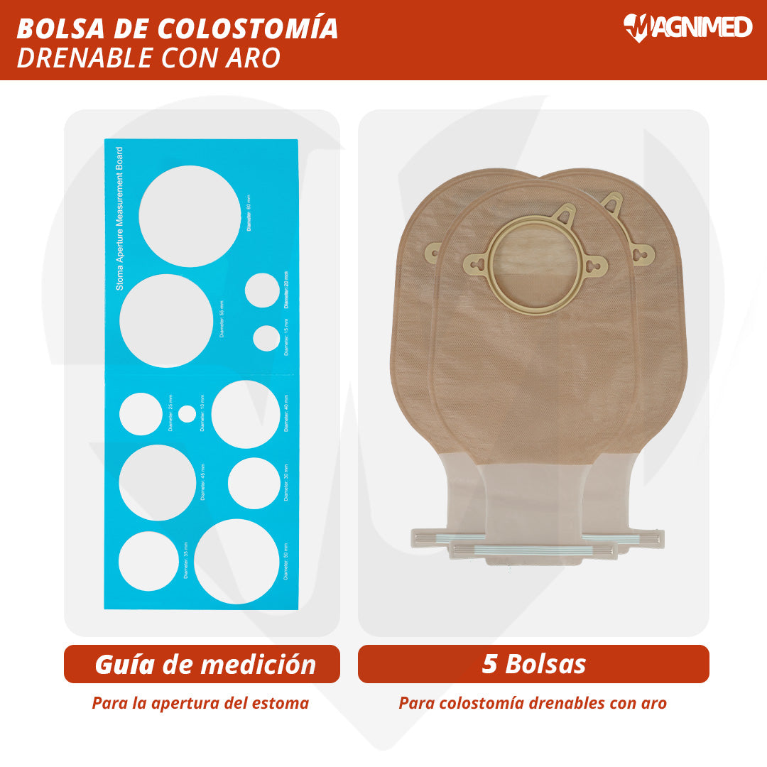 Bolsa para colostomía drenable con aro - 5 piezas