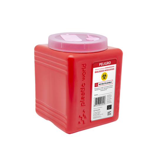 Bote Contenedor Recolector De Punzocortantes Residuos Peligrosos 1.5 Lts 5 Piezas