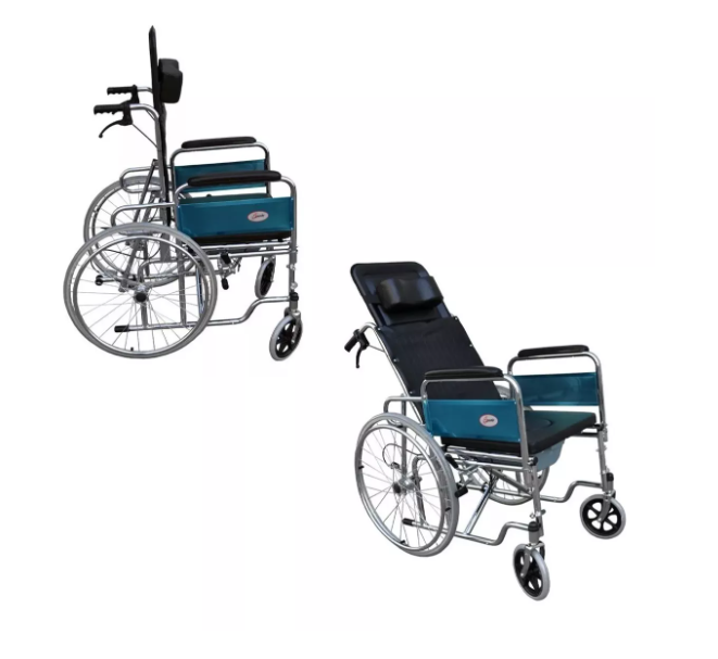 Silla de ruedas reclinable con eleva piernas y cómodo