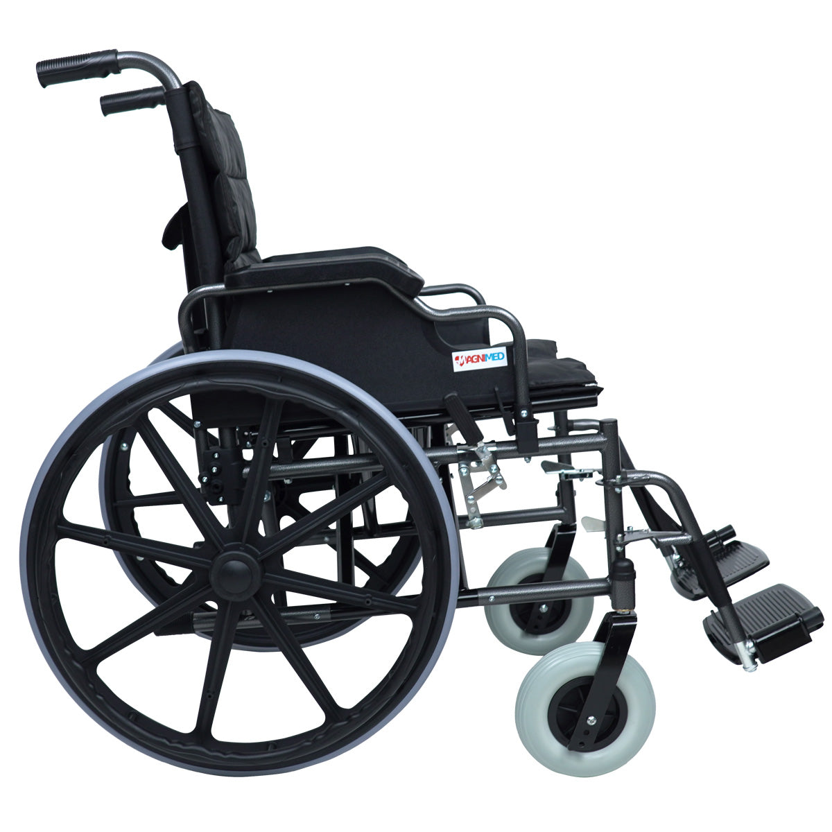 Silla De Ruedas Ancha Bariátrica Sobre Peso Adulto Soporta hasta 120 kg Acolchonada Color Negro