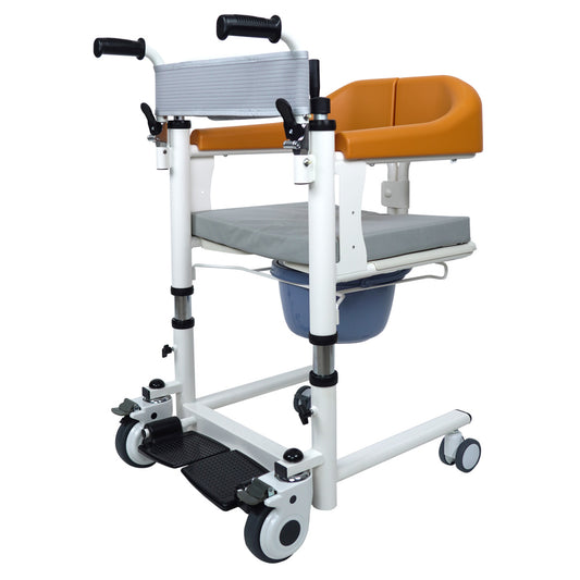 Silla de Transferencia Hidráulica Traslado con Cómodo Sanitario | Grúa para Levantar Paciente, Elevador para Adulto Mayor, Marco de Acero, Ajustable, Auxiliar para Baño
