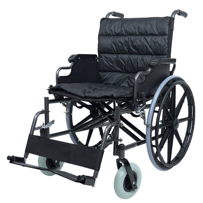 Silla De Ruedas Ancha Bariátrica Sobre Peso Adulto Soporta hasta 120 kg Acolchonada Color Negro