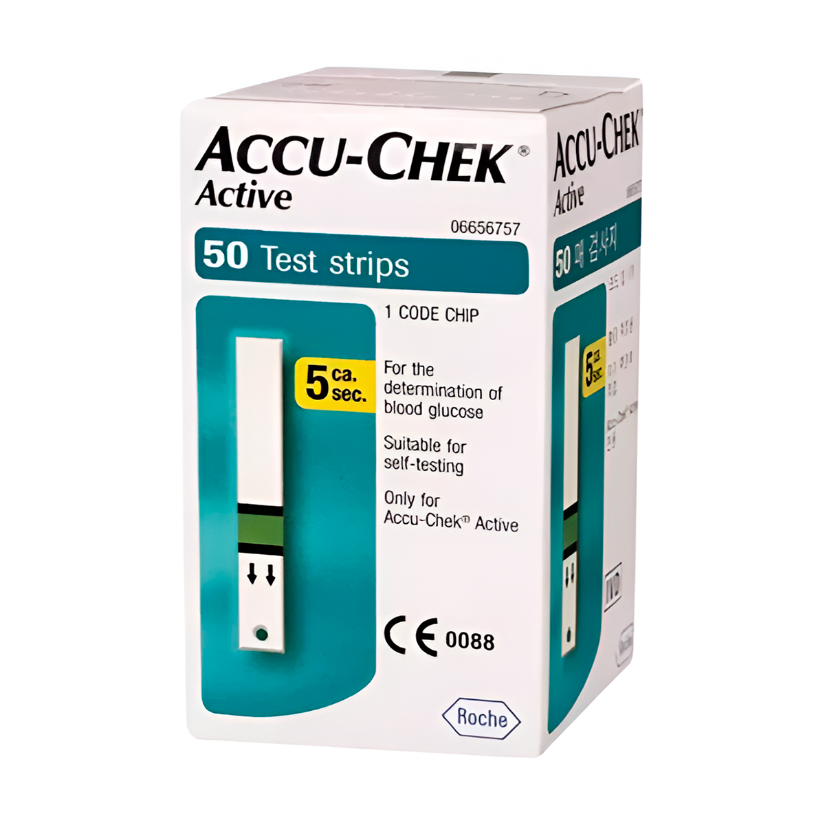 Tira Reactiva de Glucosa Accu Check Active - Caja con 50 Piezas