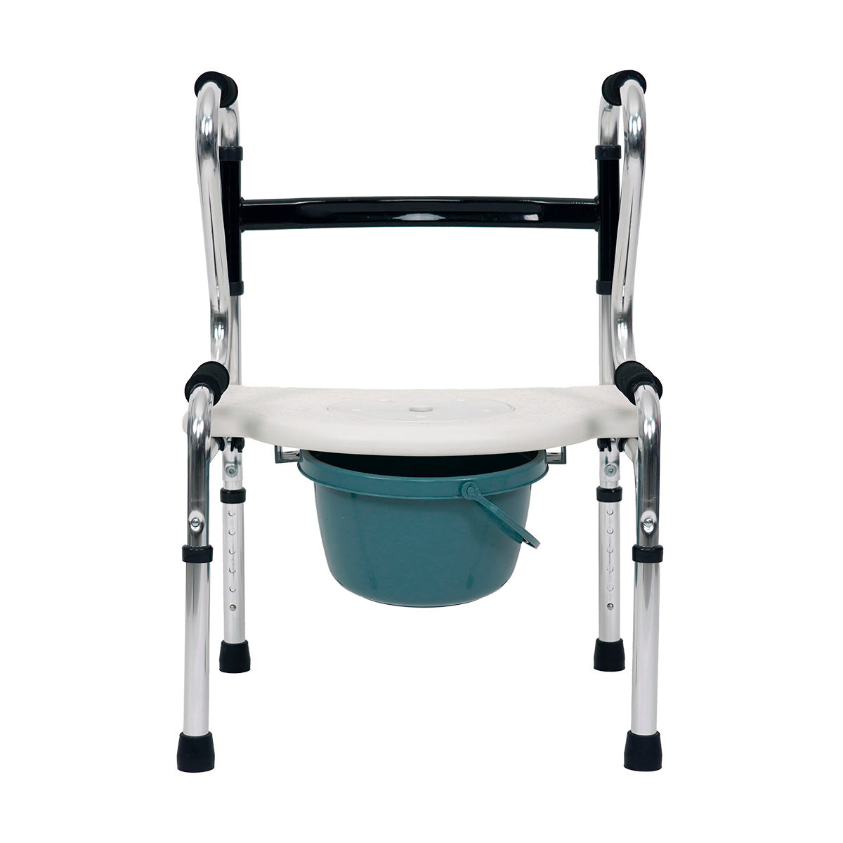 Asiento de plástico ergonómico con tapa levantada mostrando la apertura del cómodo sanitario