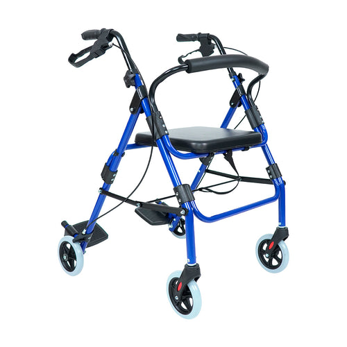 Andadera Rollator Híbrida Color Azul con Descansapies | Soporta hasta 100 Kg