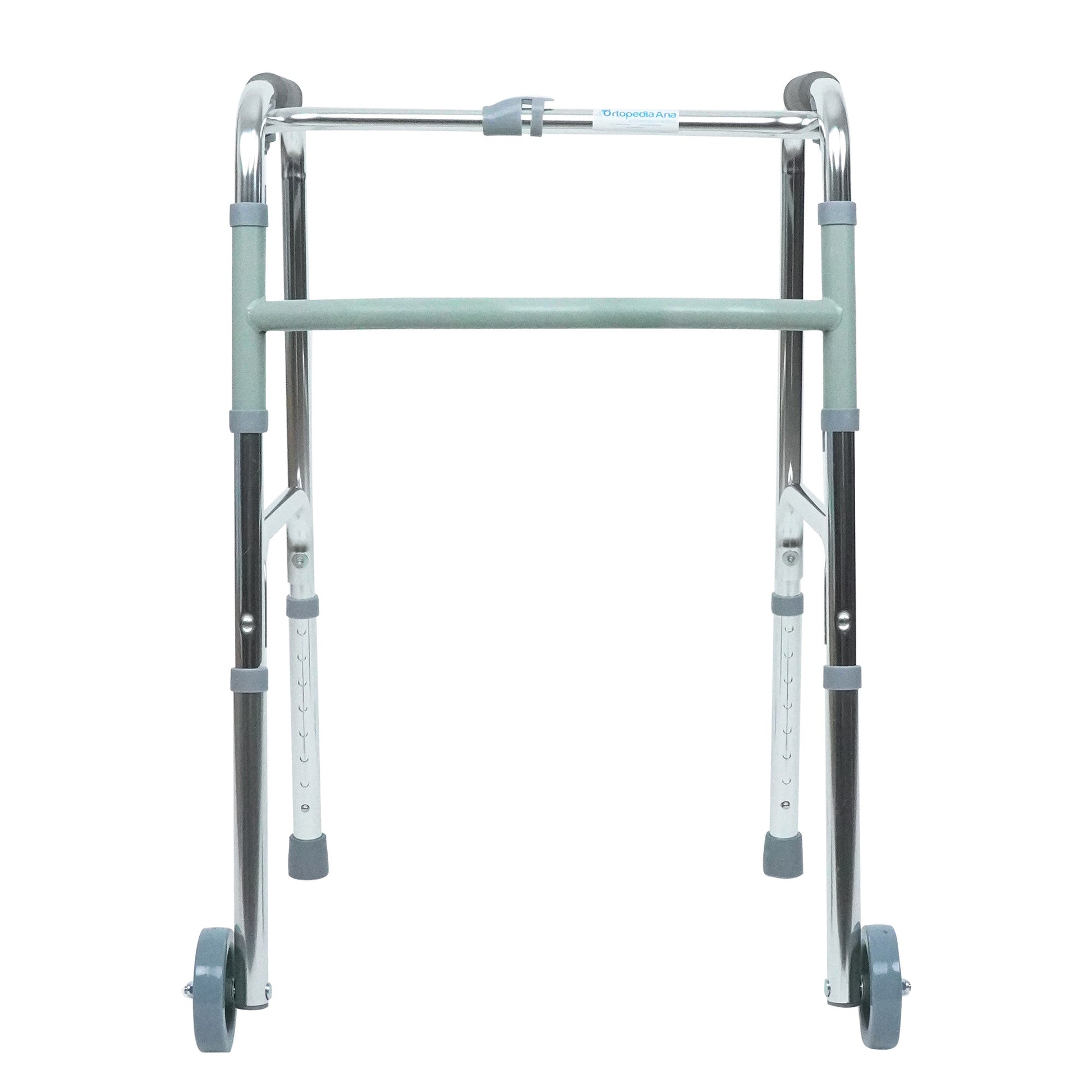 Andadera plegable de aluminio con ruedas y regatones traseros modelo OA8912L