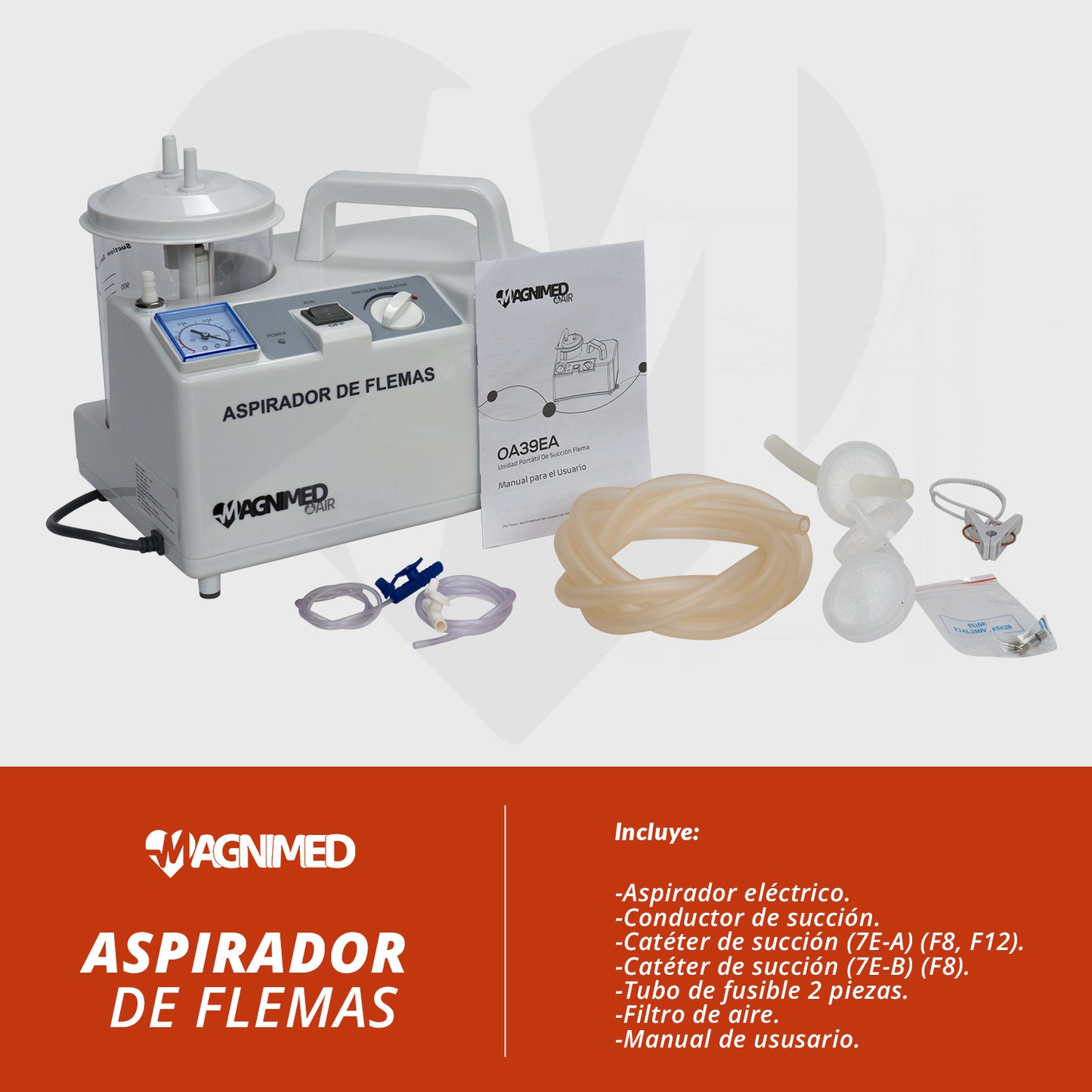 Frasco recolector graduado con válvula antidesbordamiento para aspirador de flemas.