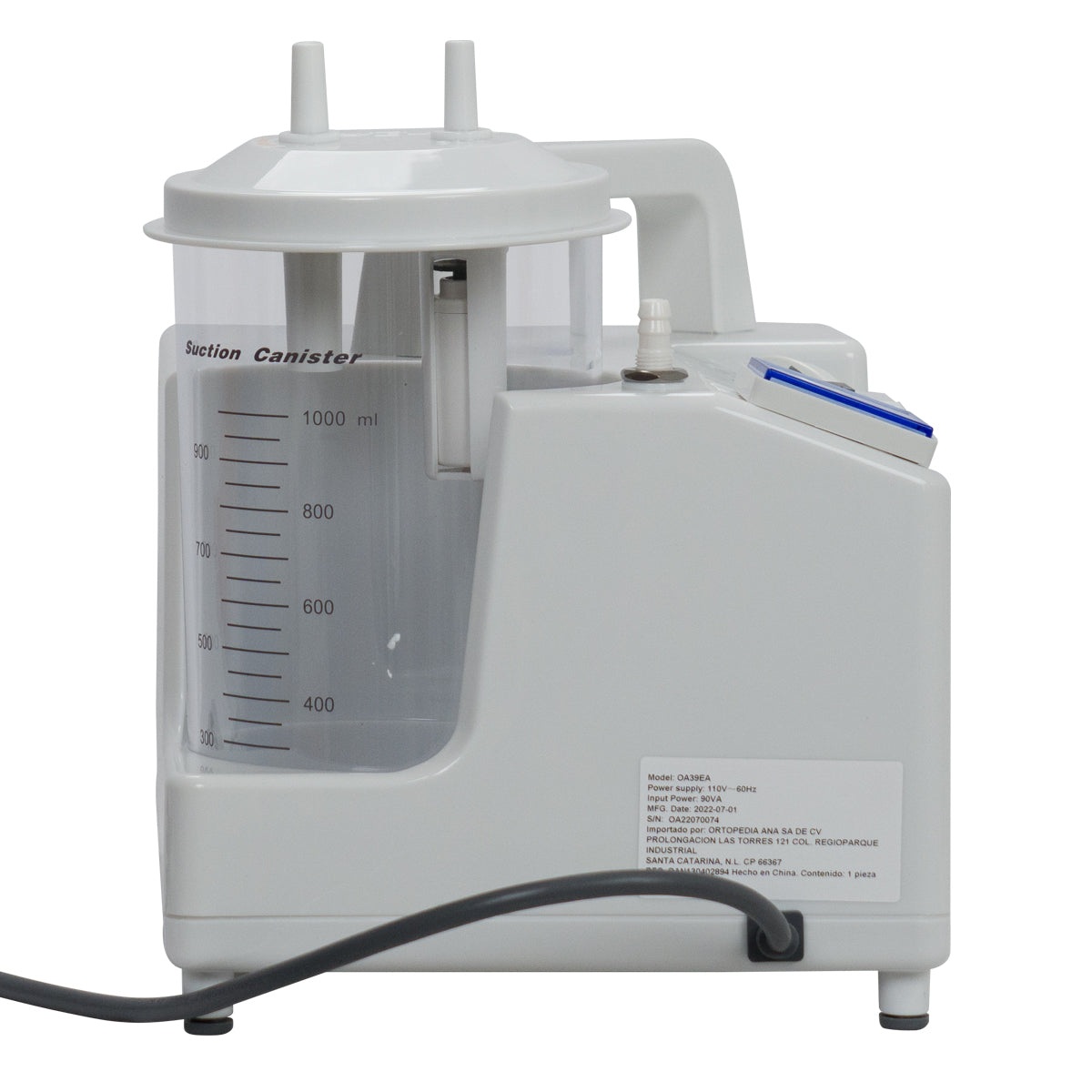 Detalle del manómetro de presión regulable para succión respiratoria segura.