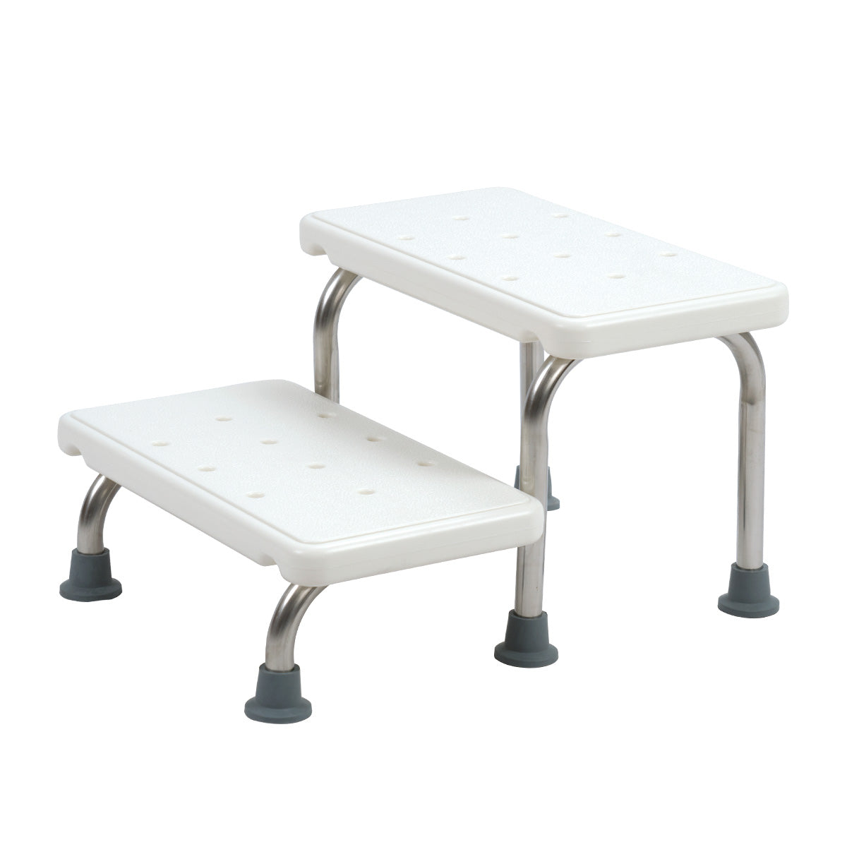 Banqueta ortopédica de 2 peldaños con superficie antiderrapante Sanezy vista frontal.
