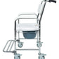 Silla Cómodo 3 en 1 con Ruedas | Silla Ducha para Baño WC, Estructura de Acero, Descansapiés y Ruedas con Bloqueo