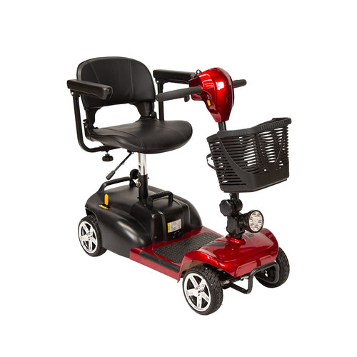 Scooter Eléctrico de 4 Ruedas Color Rojo | Todo Terreno, Luz Led y Canasta de Objetos