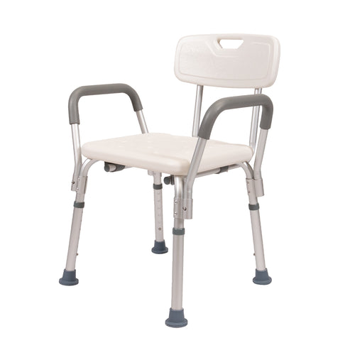 Silla de Ducha con Brazos y Respaldo | Asiento de Baño, Altura Ajustable, Antiderrapante