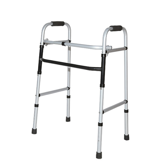 Andadera ortopédica plegable de aluminio color gris modelo OA2223 Sanezy vista frontal.